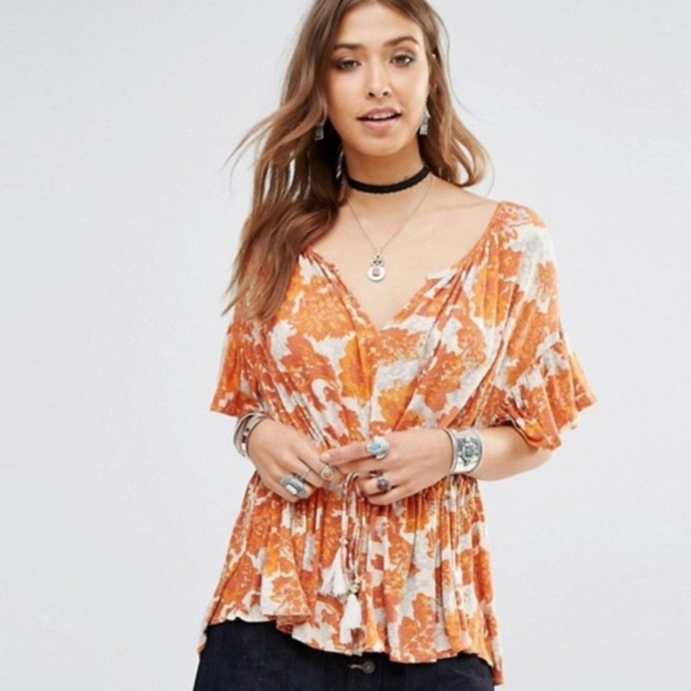 Free People floral peasant top